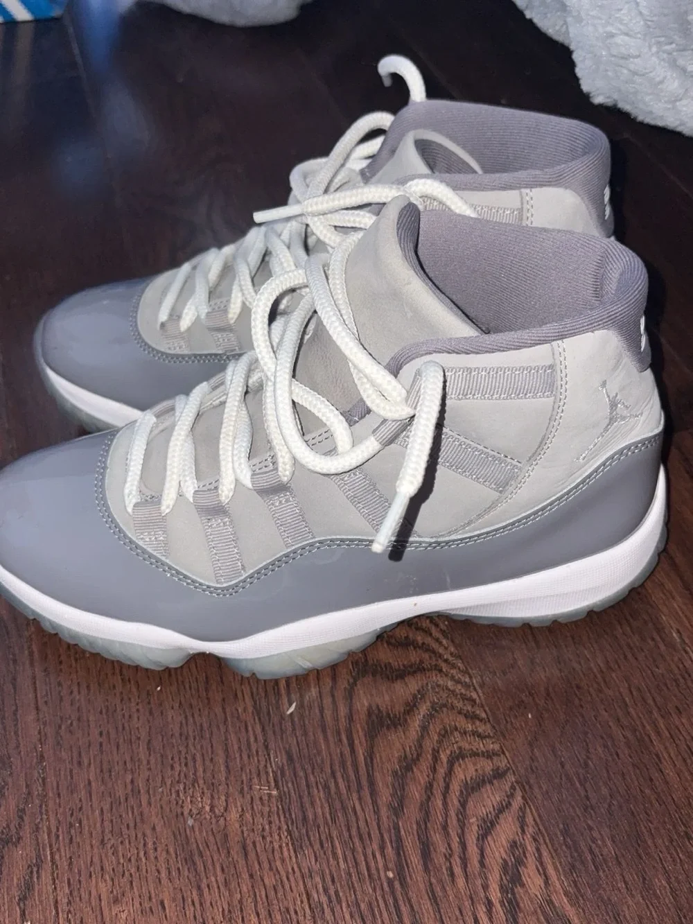 Jordan men’s  High-Top Sneakers in Gray and White